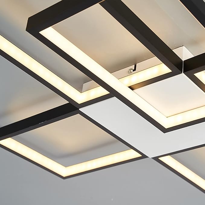 ZEELYDE Hanglamp/Plafondlamp,Moderne Dimbare Led Eetkamer Plafondlamp Woonkamer Lamp Vierkant Ontwerp Dimbare Inbouw Hanglampen Slaapkamer Keuken Afstandsbediening Verlichting Armatuur Kantoor Decor photo 3