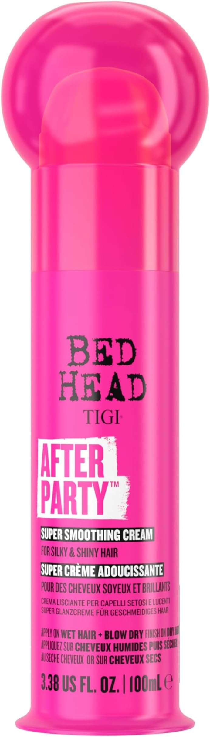 by TIGI After Party Smoothing Cream, Anti Frizz Hair Styling Cream with Castor Seed Oil for Wet or Dry Styling, Tames Flyaways & Static, High Shine Gloss, 100ml