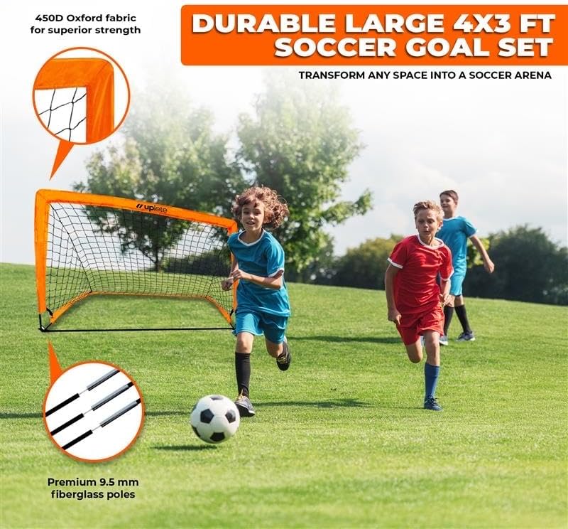 Portable Soccer Goals – Set of 2 & with Accessories | Durable, Easy-to-Set-Up Kids Soccer Nets for Backyard & Outdoor Play | Ideal Gift for Young Soccer Players
