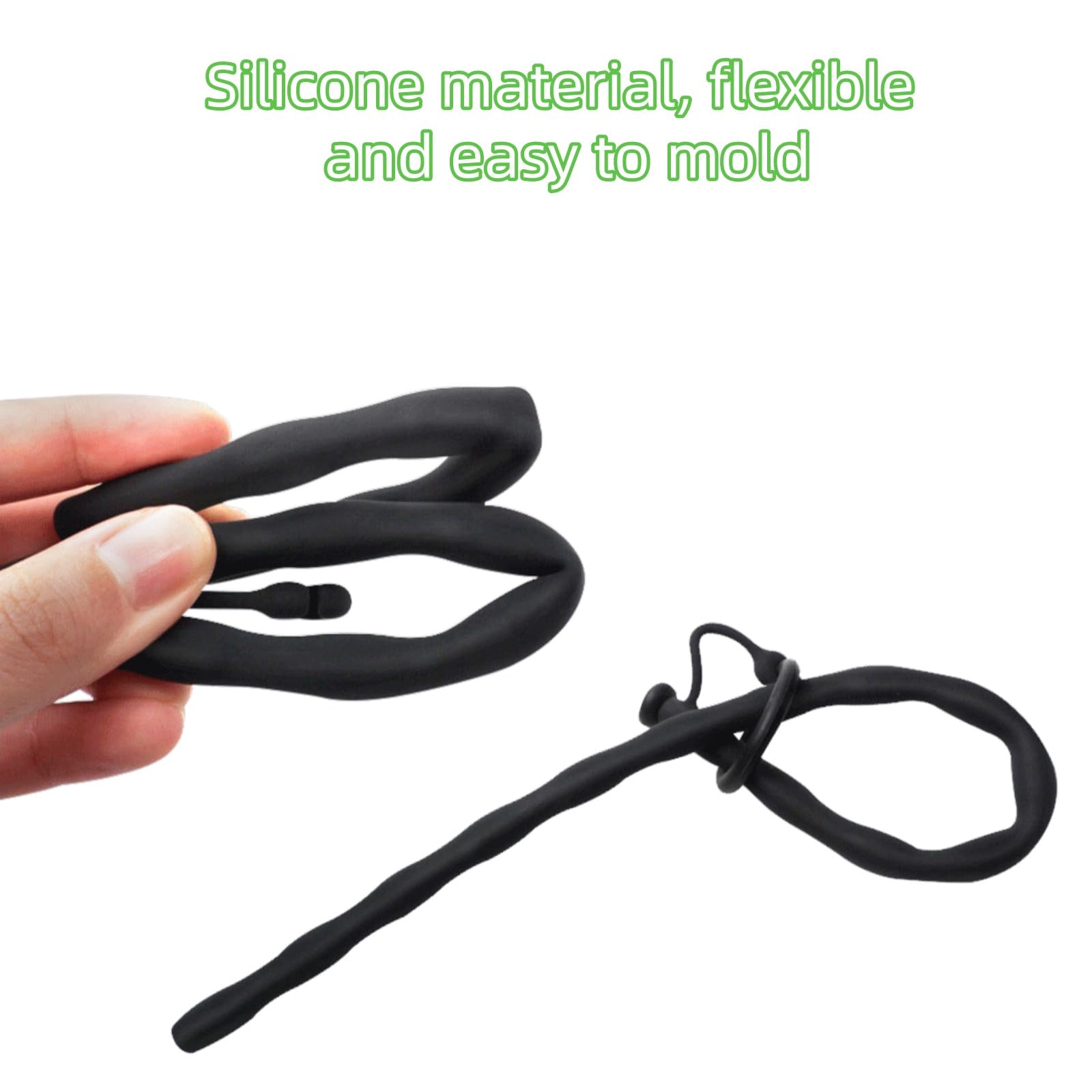 Sonda uretrale cava staccabile nera per uomini, lunga 30 cm, adatta ai principianti-ITRM5801 (L)