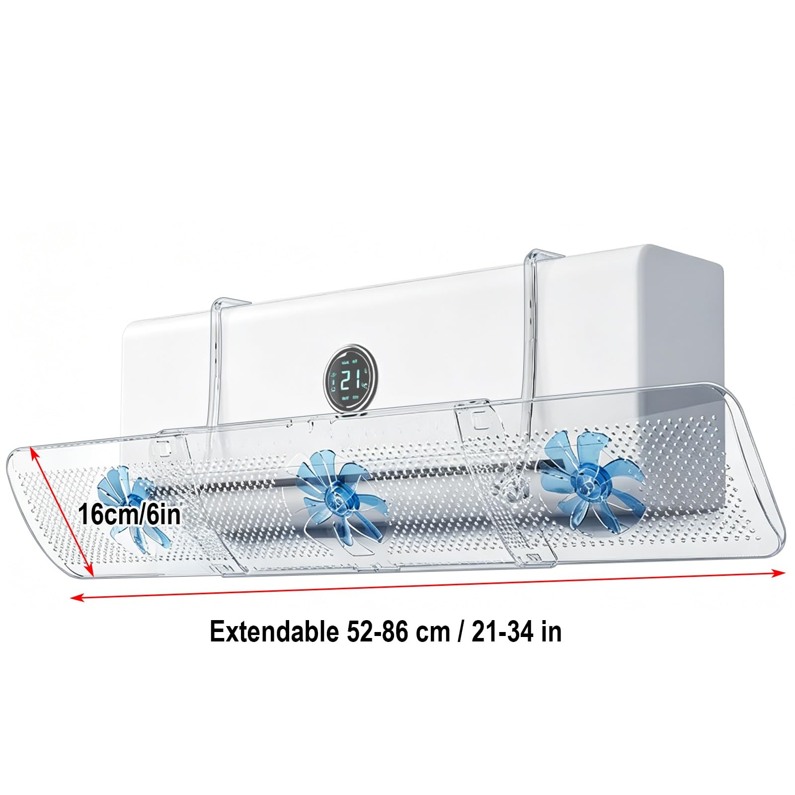 Deflettore Condizionatore Universale, Deviatore Aria Condizionata Regolabile 52-86 cm, Rotazione 270°, Plastica PP