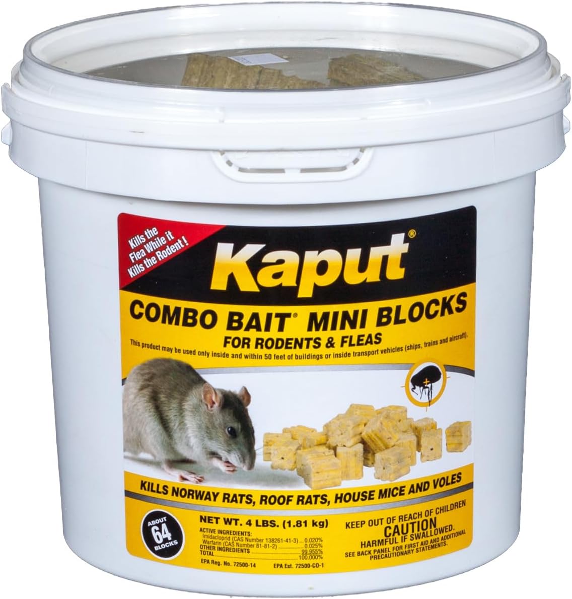 Combo Bait Mini Blocks, Rodent Bait for Mice & Rats, Warfarin Vole Killer for Indoor/Perimeter Use, Kills Rodents with Consistent Feeding - Ideal for Homes, Farms & Transport Areas (4 lbs)