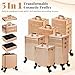 Arous Kosmetikkoffer Trolley, 5-in-1 Groß Kosmetik Trolley Schminkkoffer mit Rollen Friseurkoffer Alu Beauty Case Nagelkoffer Multikoffer, Gold