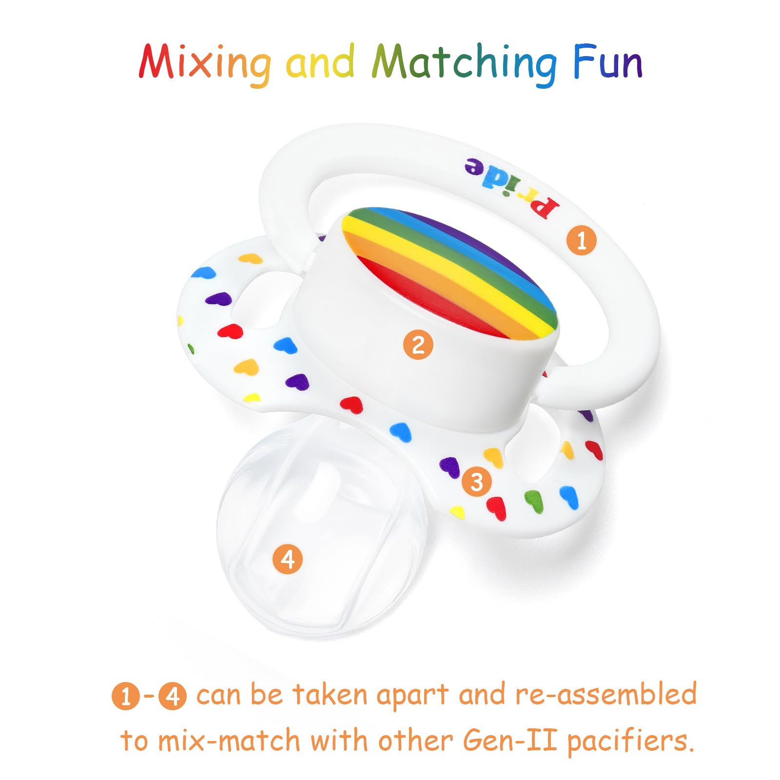 LittleForBig Bigshield Generation-II Adult Sized Printed Pacifier Rainbow Pride Pattern White - Image 3
