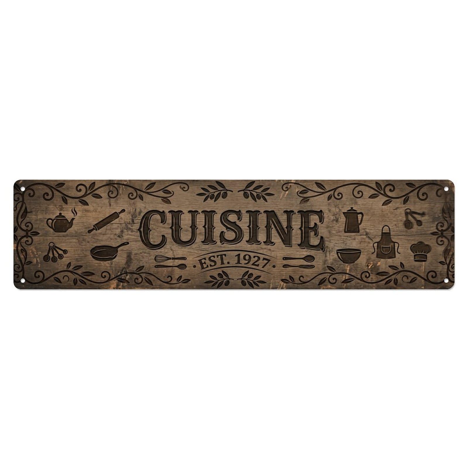 Kitchen Farmhouse Olive Retro Preparation Area Vintage Metal Tin Sign Wall Decor for Cafe, Club, Garden Metal Poster 4x16Inch