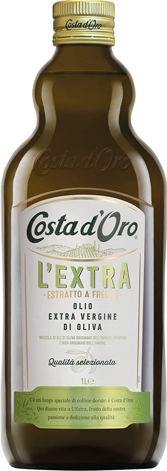 Italian Gourmet Olio Extra Vergine di Oliva, extra natives Öl Vorrat 6 x 1L | Sapore fruttato e intenso; ideal zum Kochen, Verfeinern von Gemüse und kalten, Gesamtnettogewicht 6 L + Kostenlos Polpa 400g
