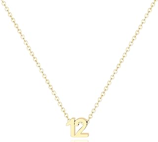 18K Gold Plated Number Necklace for Women,Lucky Number Necklace Personalized Jewelry Birthday Gift