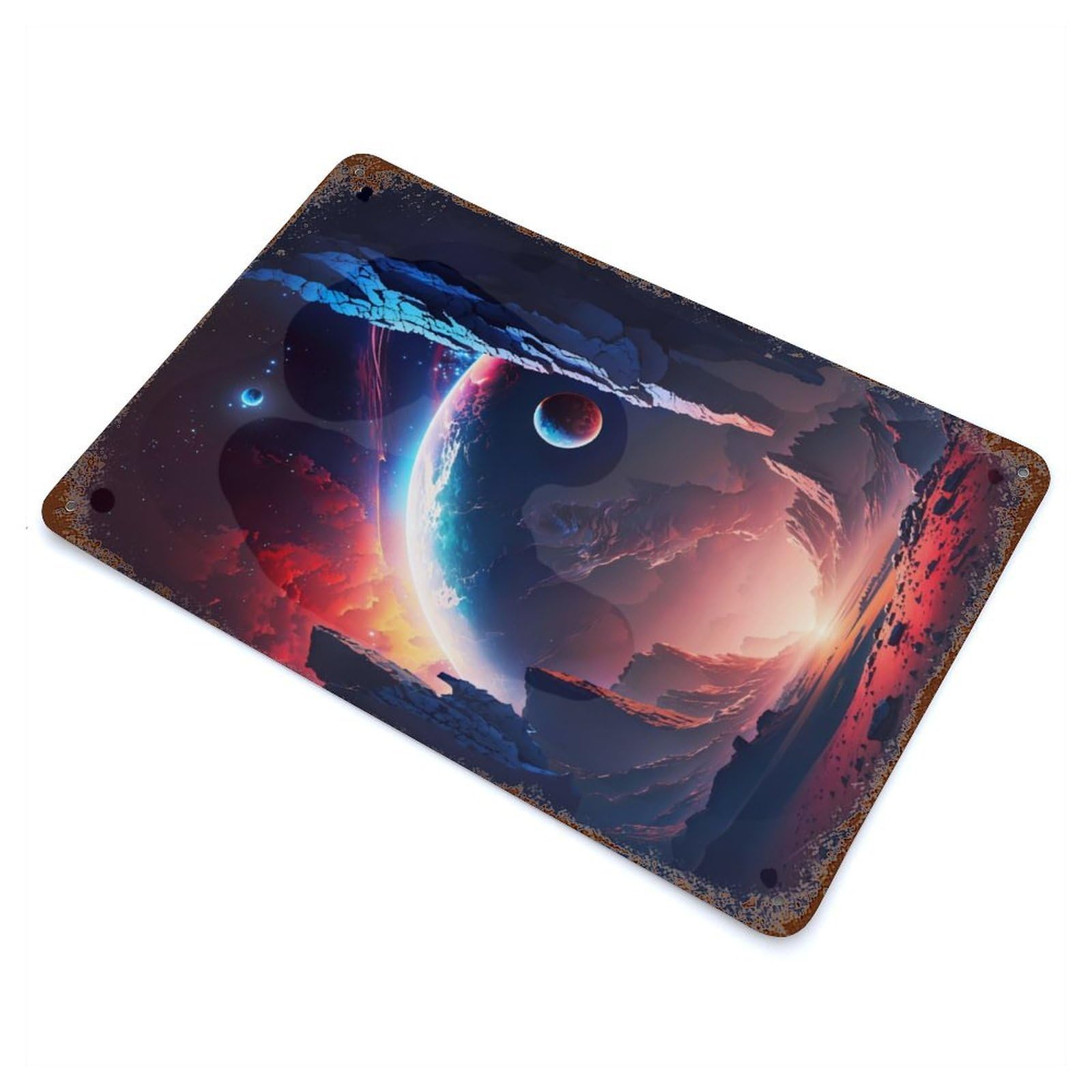Planetarium Dreams Rustic Tin Plaque 11.8"x7.9", for Shed, Workshop And Garage Wall Decor, Rustic Home Decor
