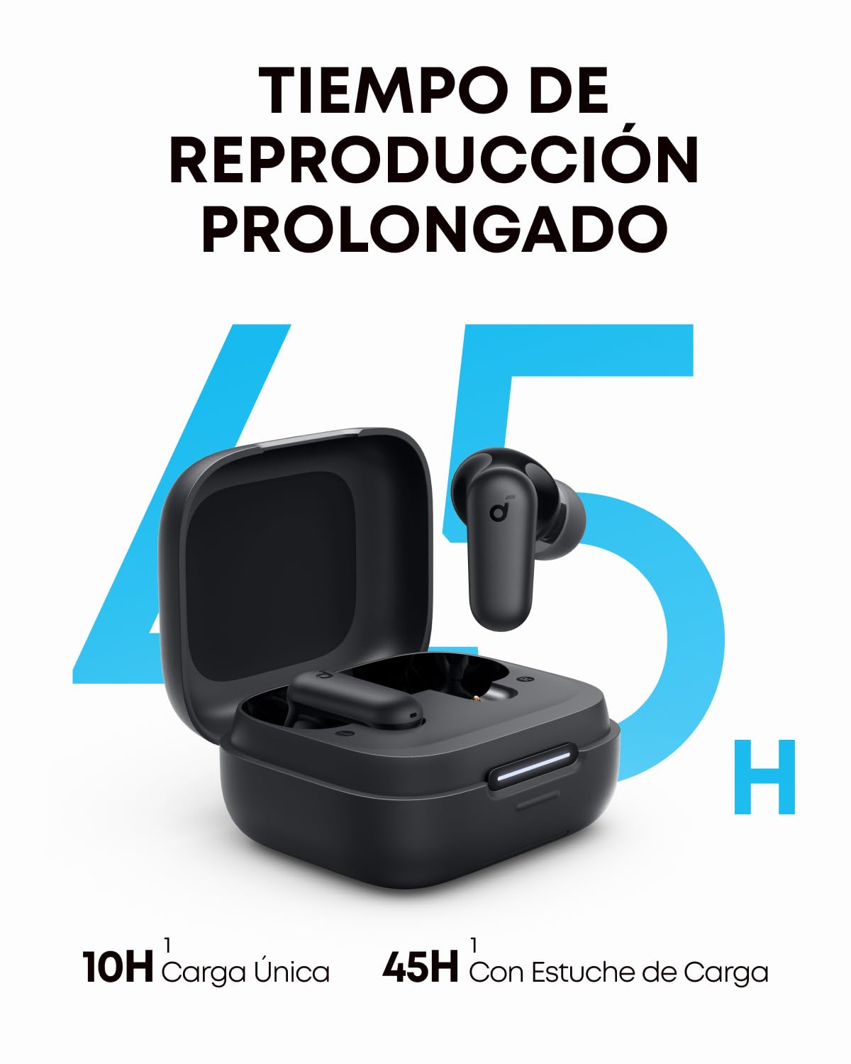 Soundcore P30i Auriculares Inalámbricos Bluetooth con Cancelación de Ruido de Anker, Cancelación de Ruido Potente e Inteligente, Graves Potentes, 45 Horas, Estuche 2 en 1 y Soporte para el Móvil, IP54