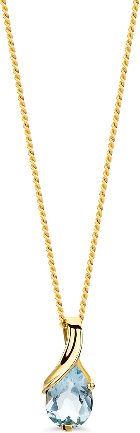 Orovi 14K Gold Necklace for Women in 14K Yellow Gold/White Gold 585 with Ruby/Sapphire/Emerald/Topaz/Amethyst Gemstone/Birthstone Pendant Necklace and Gold Chain 17.7 ″ Long - Women's Jewelry