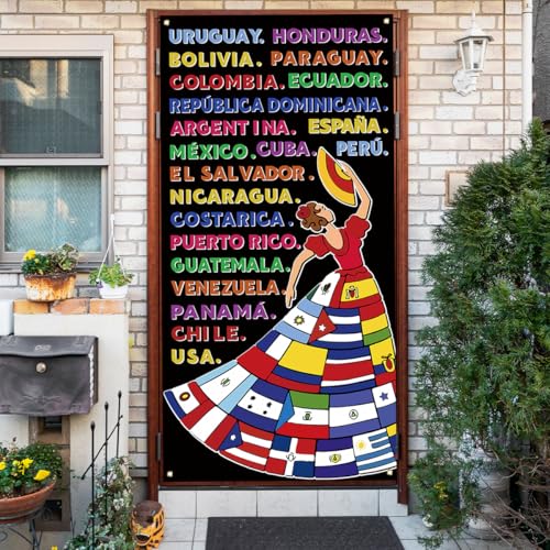 Capa de porta do mês da herança hispânica faixa latino-americana decorações de sala de aula espanhol