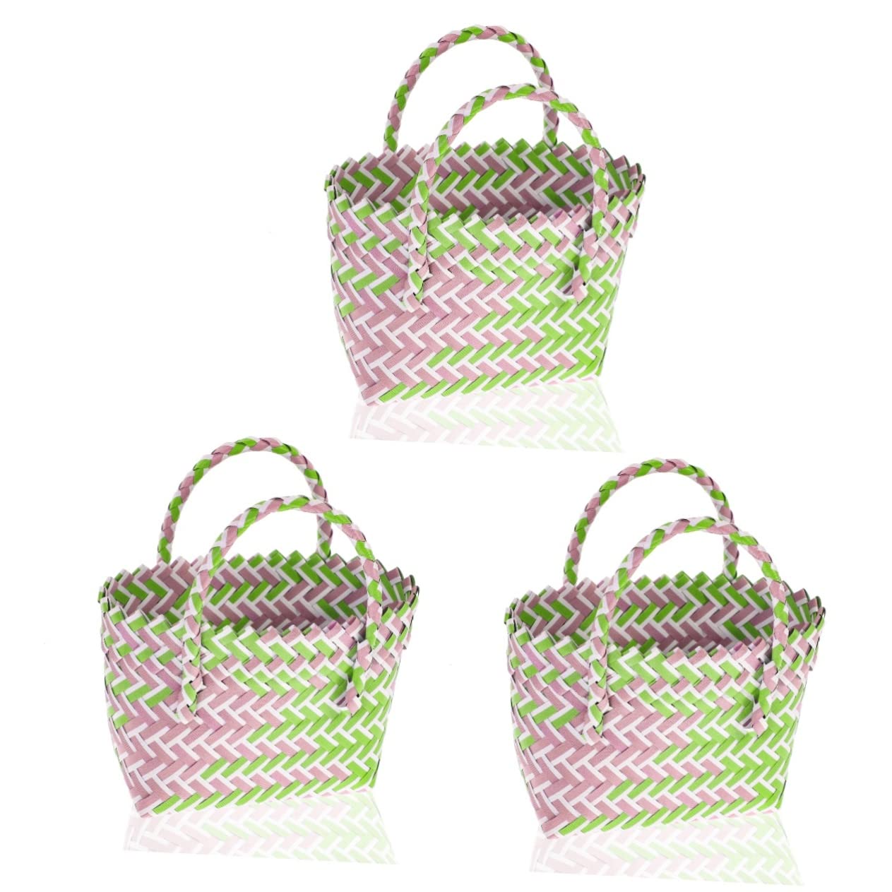 Cabilock 3 Pezzi Cestino Portaoggetti per Esterni Borsa da Picnic Borsa da Viaggio Maniglia Organizer Cestino Rustico Cucina Borsa da Spiaggia