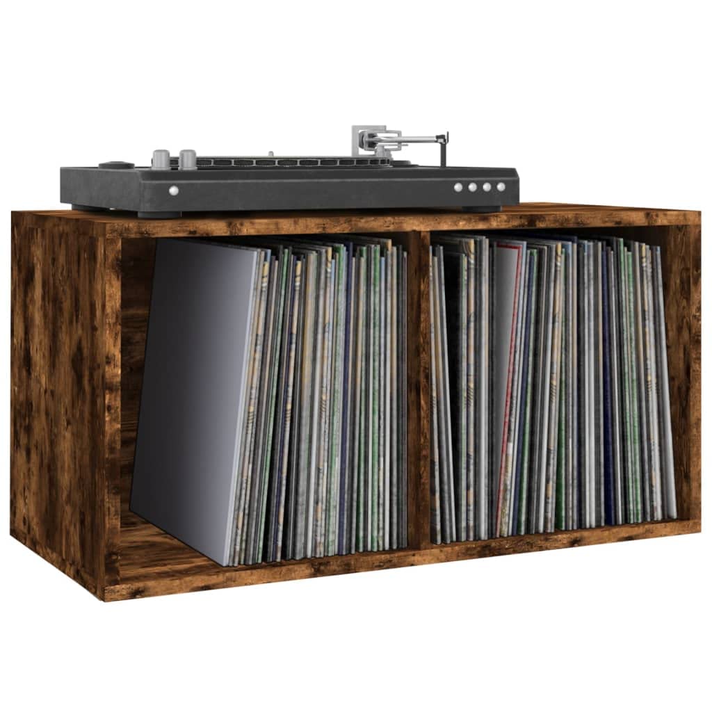 Armadi e stoccaggio,Armadi e rack di archiviazione multimediale,Scatola di immagazzinaggio in vinile rovere fumé 71x34x36 cm legno ingegnerizzato