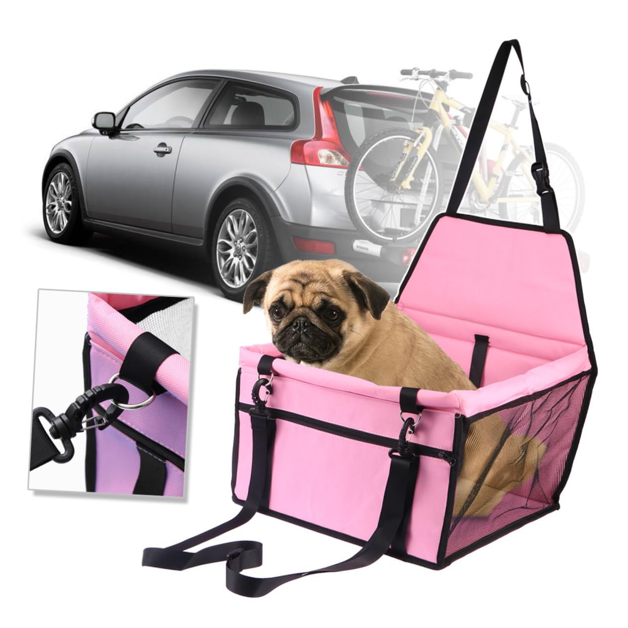 Bolso para mascotas y asiento de transporte transpirable HEMOTON para perros color rosa