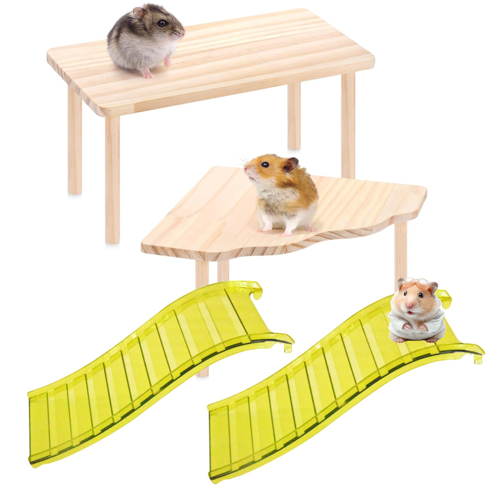 Hxiu 2 Packs Hamster Play Wooden Platform