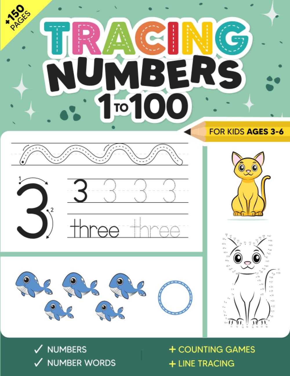 Tracing Numbers 1 to 100 for Kids ages 3-6: Practice Workbook for Preschoolers & Kindergarten (Learn, tracing and counting games) (Tracing and Handwriting Workbooks for Kids)