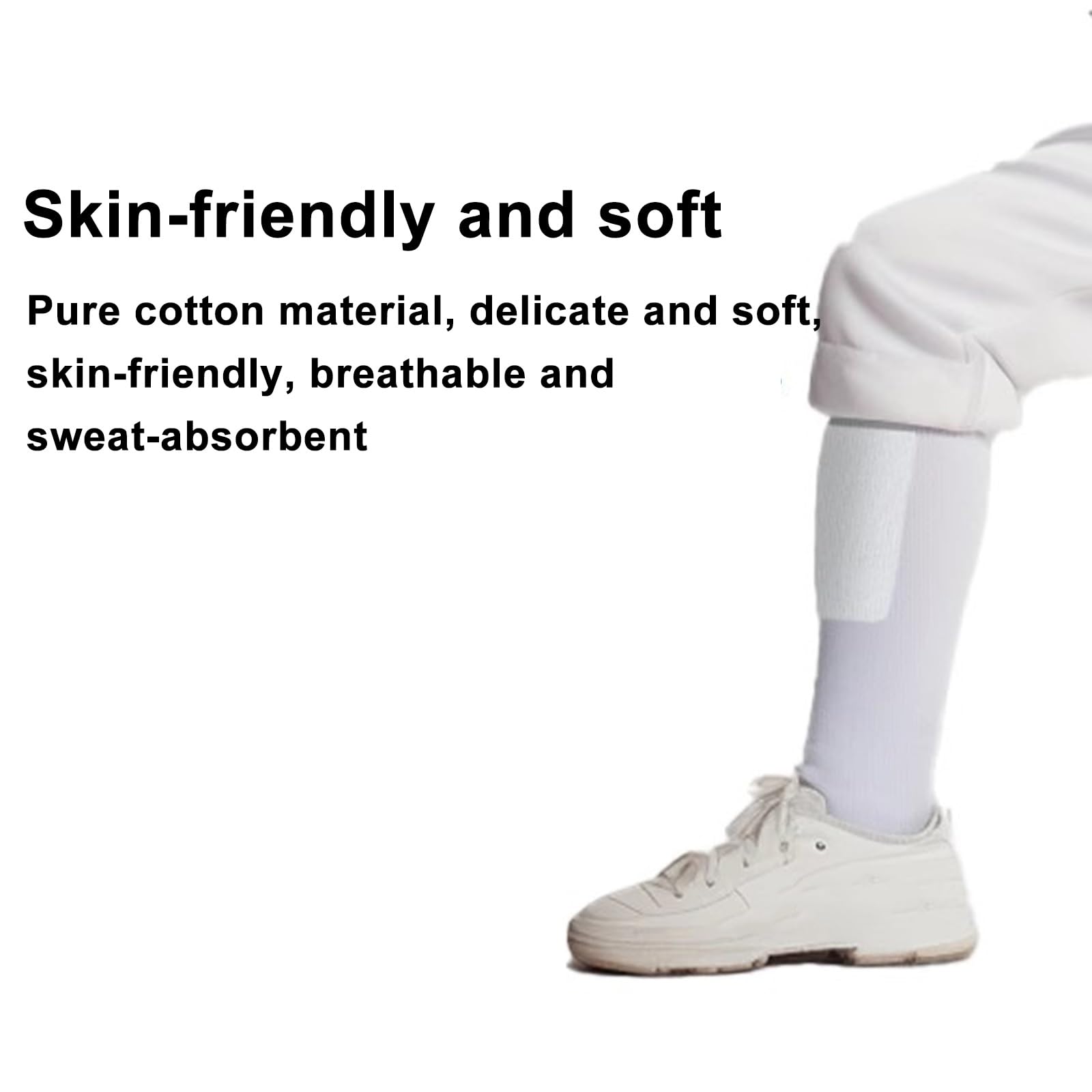 Fechtsocken, Hohe Lange Sportsocken für Kinder und Erwachsene, Sicherheitsleggings, Professionelle Fechtausrüstung(White,L)