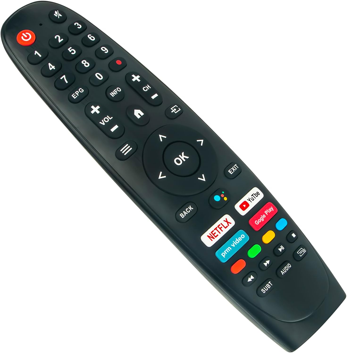 AULCMEET Replacement Remote Control, angled view