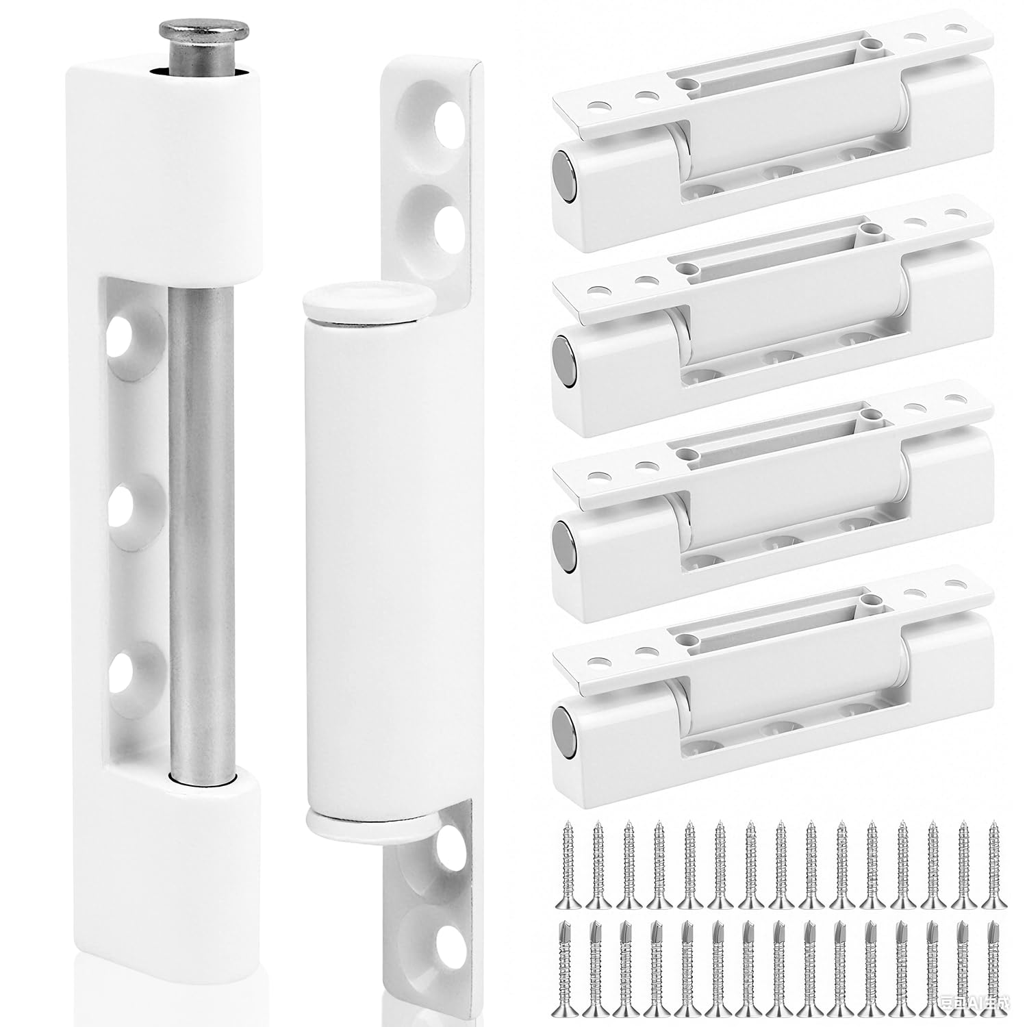 Niuny Door and Window Hinges Pack of 5 Door Hinges 95 mm Door Hinges Window Fittings Replacement Parts Window Hinge White Screw-On Tape Zinc Alloy Window Hinge for Fly Screen Door Window