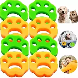 Kit 10 Removedor de Pelos Pet Reutilizável para Máquina de Lavar e Secar – Tira Pelos de Gato e Cachorro – Formato Patinha Lavável em TPR Premium – Para Roupas, Sofá, Cama, Tapete, Casaco e Carro
