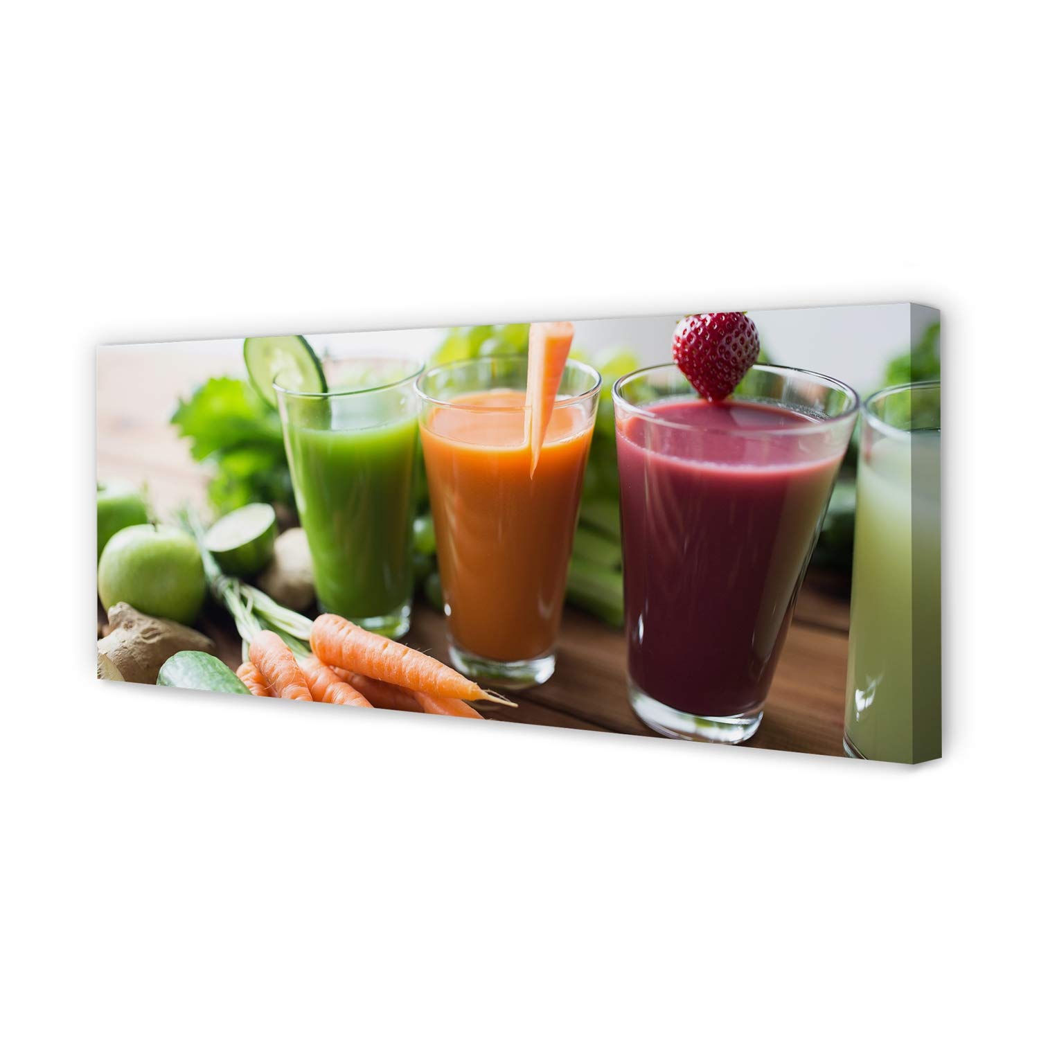 Peinture sur toile 125x50cm Tulup avec impression photo de cocktails de légumes pour cuisine