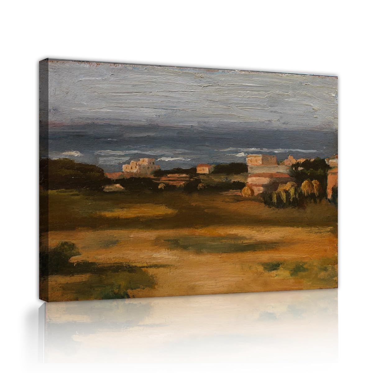 TOANGWALL Giorgio Morandi Paesaggio Canvas Wall Art Studio Italian Coastal Landscape Framed Poster Wall Pictures for Staircase House Decor 65x80cm