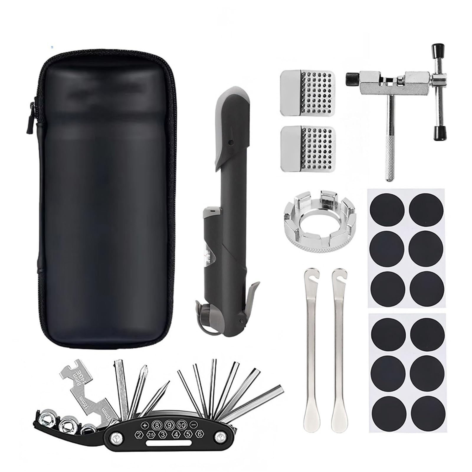 Kit Portátil De Reparación De Pinchazos De Neumáticos De Bicicleta, Multiherramienta Con Bomba De Aire Y Bolsa De Almacenamiento For Mantenimiento De Ciclismo(Set3)
