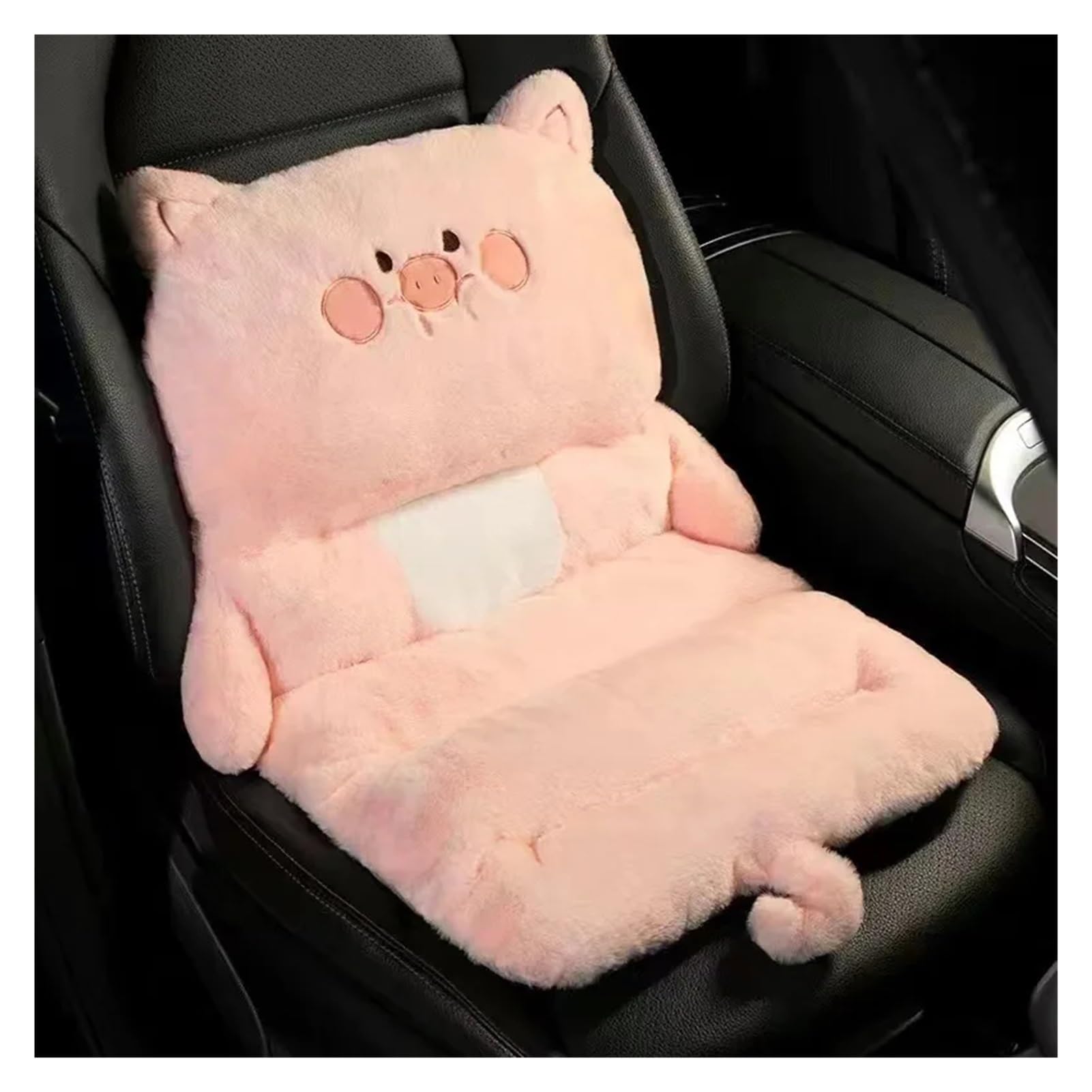 Hviyroi car seat cushion Integrated Cartoon Plush Comfortable Car Seat Cushion Vehicles and Chairs(Pig)