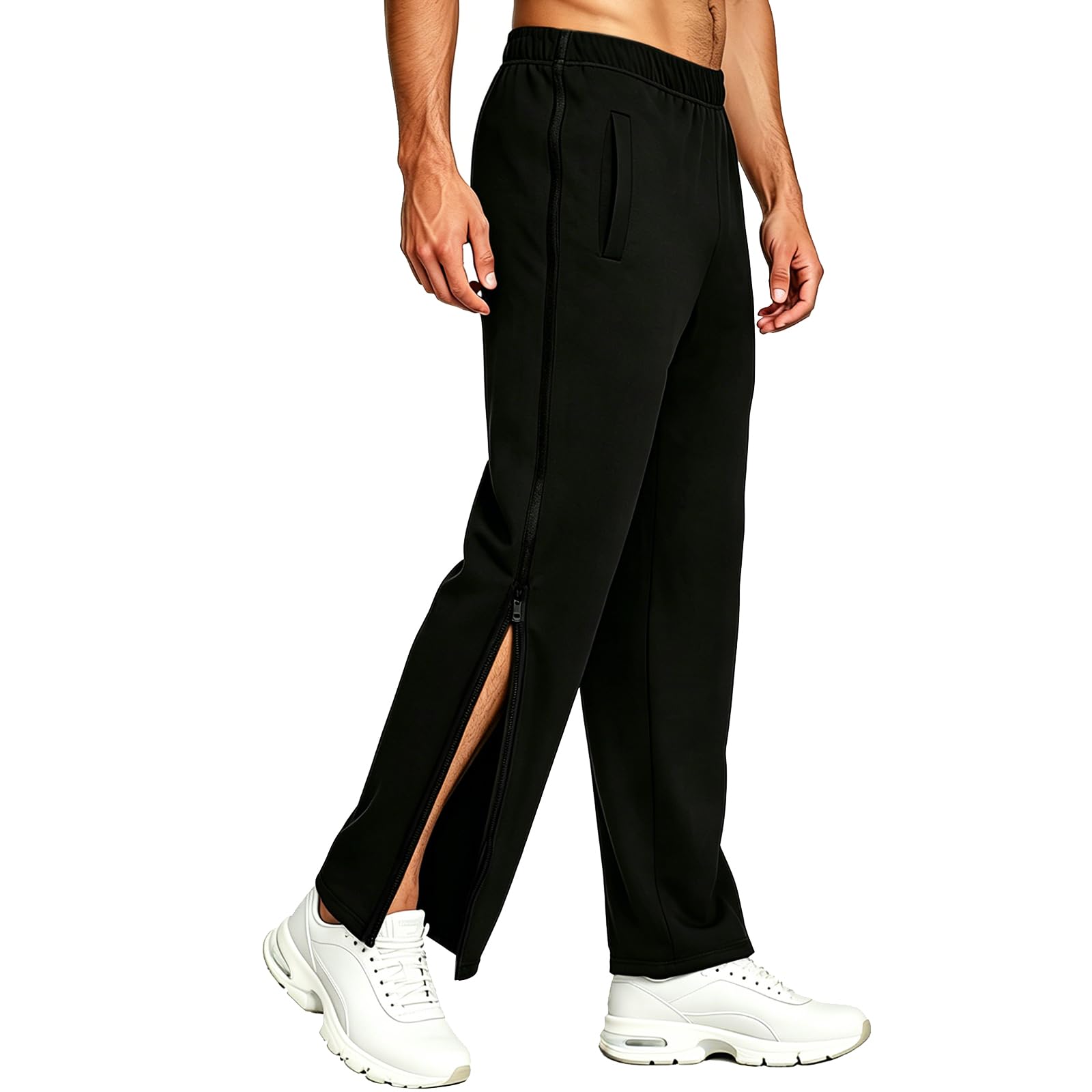 Pantaloni da Jogging Pantaloni da Allenamento da Uomo Pantaloni da Riabilitazione con Apertura Laterale Pantaloni Sportivi Postoperatori