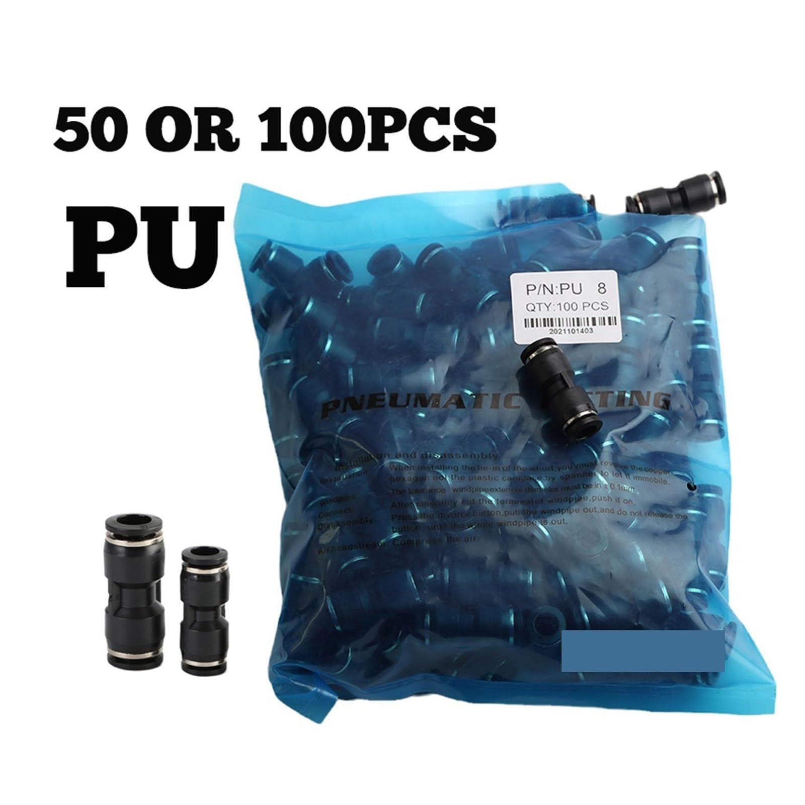 SBTRKT 50 oder 100 Stück PU 4 mm 6 mm 8 mm 10 mm 12 mm 14 mm 16 mm pneumatische Luftanschlüsse Besser als Blaue gerade PU-Anschlüsse (Color : 14MM, Size : 50PCS)