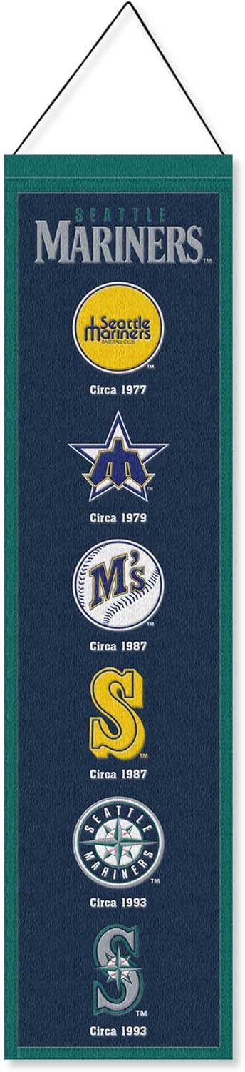 WinCraft Seattle Mariners Evolution 8x32 Inch Vertical Wool Embroidered Hanging Banner