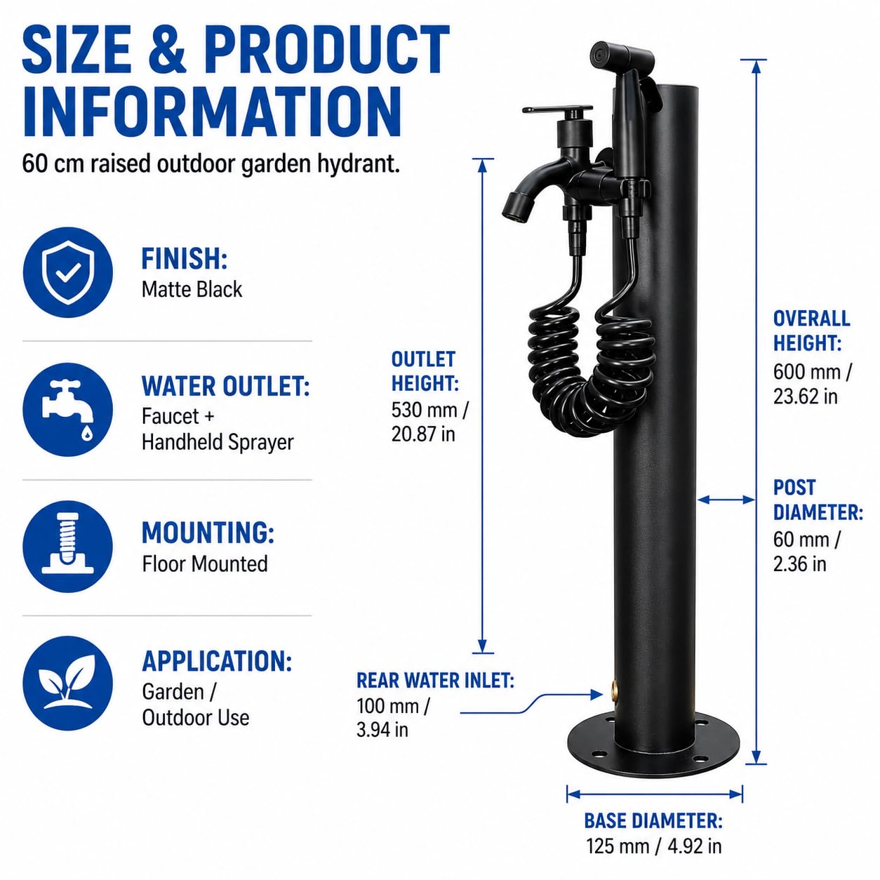TsoLay Columna De Agua para Jardín Vertical Exterior, Hidrante Vertical A Prueba De Heladas con Grifo Y Pistola Rociadora, Tubería De Ppr con Aislamiento De Algodón Anticongelante, Extensor De Grifo