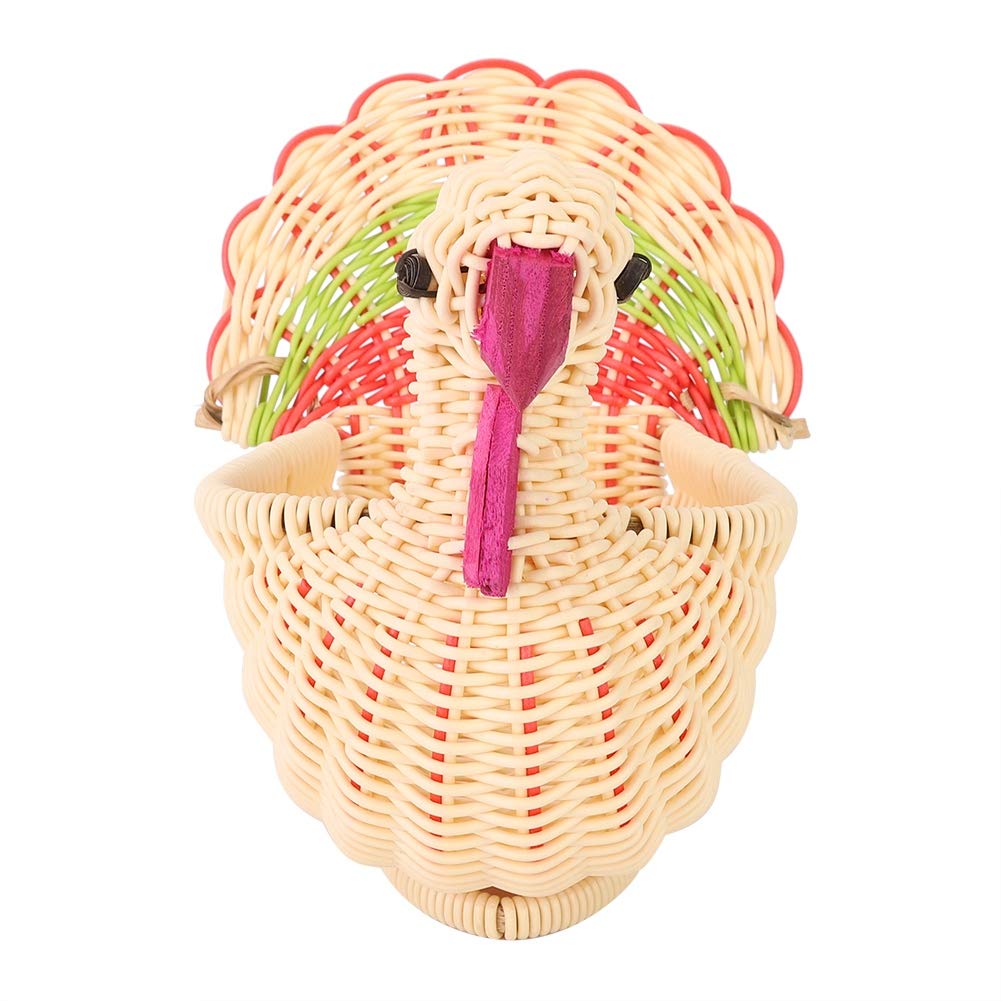 HAOHIZE Woven Storage Basket, Hand Woven Snack Basket Cute Desktop Mini Turkey shape Storage Basket HandWoven Basket Home Decoration for Home Office Turkey Light Grey