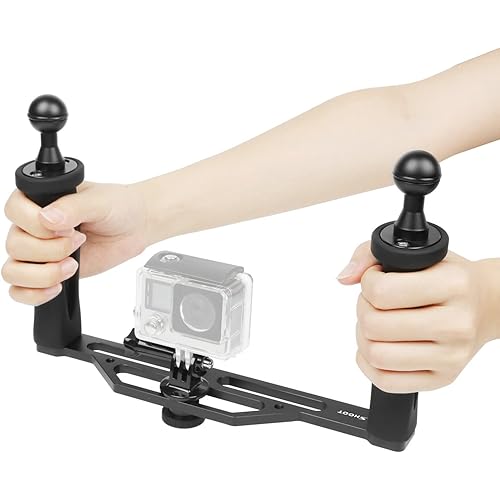 Shoot Aluminium Alloy Handheld Stabilizer Tray Handle Grip for Hero 12/11/10/9/8/7 6/5/4/3+/3 and 6 inch Dome Port and All LED Video Light Camera Camcorder with 1/4 inch Screw Hole