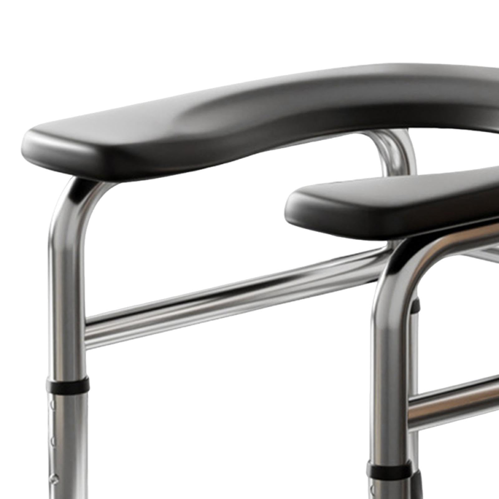 Asiento de Inodoro Elevado, Taburete con Orinal Portátil, Base Estable, Altura Ajustable para Baño, Negro