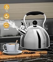 Vista 6 de Hervidor de té, hervidor de té silbante de acero inoxidable de 2 cuartos, tetera silbante para estufa con mango plegable ergonómico, tetera pequeña