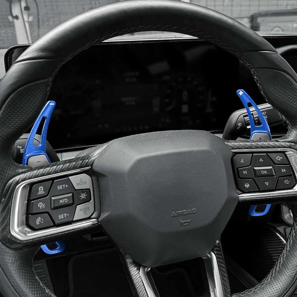 iJDMTOY Racing Sports Blue Aluminum Larger Paddle Shifter Extension Compatible with Ford 2024-up Mustang