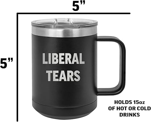 Miniatura 4 de Rogue River Tactical Divertida taza de café negra de acero inoxidable resistente con tapa con diseño de lágrimas liberales, gran idea de regalo para