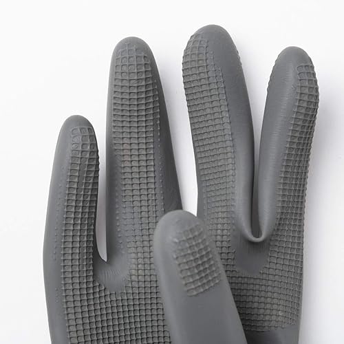 Miniatura 5 de Guantes mejorados para lavar platos más gruesos (3 pares) con agarre antideslizante de panal de abeja, bucles adjuntos para colgar, fiel al tamaño