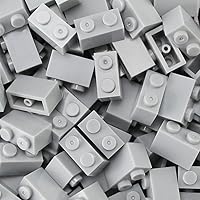 Vista 6 de Feleph Ladrillos de 1 x 2 a granel, 450 piezas, gris claro, piezas básicas clásicas, construcción creativa, juego de bloques, accesorios de juguete