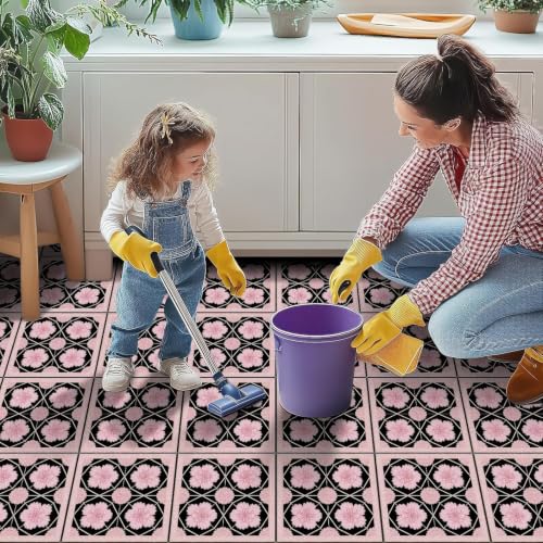 Image of Moroccan Tile Stickers | Waterproof Self Adhesive Peel & Stick Tile Decals for Kitchen Backsplash, Bathroom Wall, Floor, Furniture & Glass (8x8 Inch, Design 52)