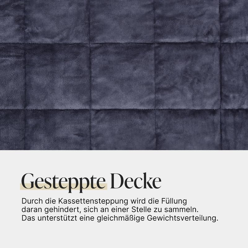 Bestlivings Gewichtsdecke 135x200cm - Entspannungsdecke 9kg - Anti Stress und Therapiedecke Anthrazit - Öko Tex - beschwerte Kuscheldecke mit Glasperlenfüllung