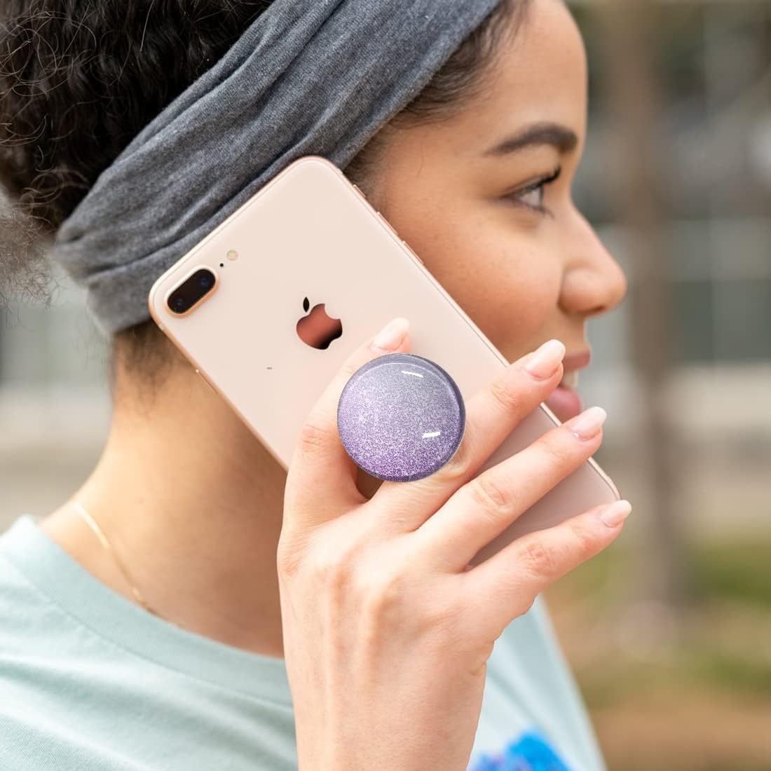 Clear Crystal Collapsible Expandiing Mobile Phone Grip Stand Holder for Smartphones and Tablets Cell Phone Accessory (Purple Glitter) - Image 4