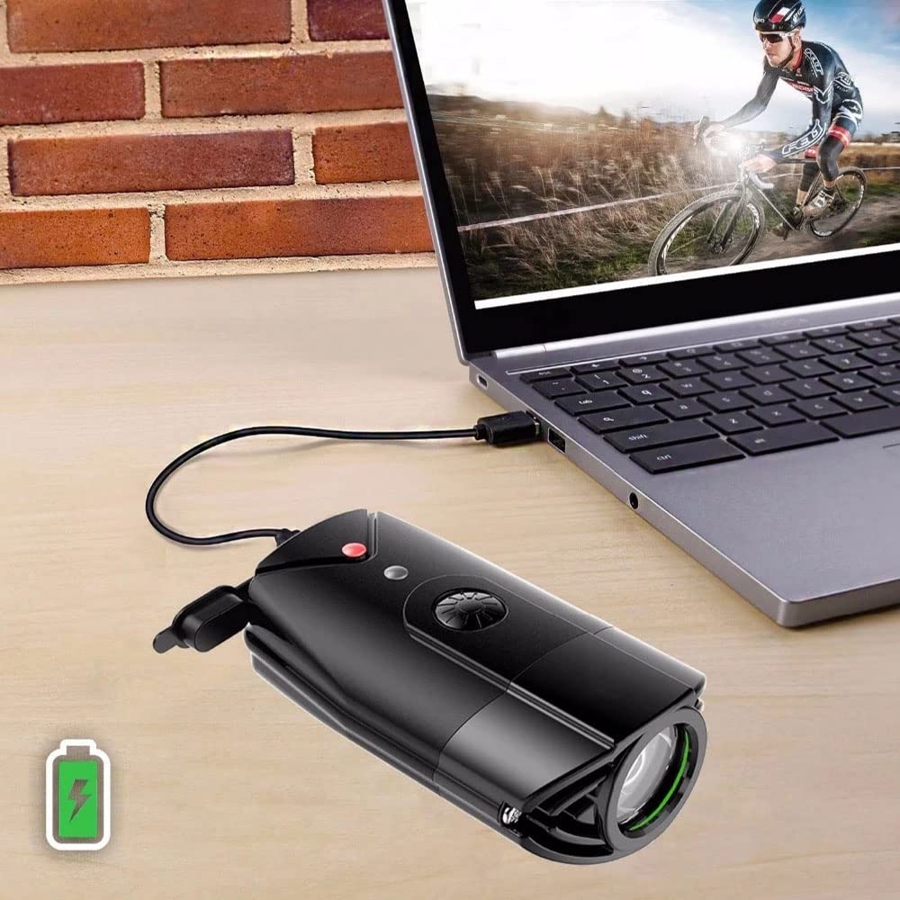 Lampe Frontale de vélo Rechargeable USB LED T6, étanche, Accessoire de Lampe Torche pour vélo, Noir, 1200 mAh