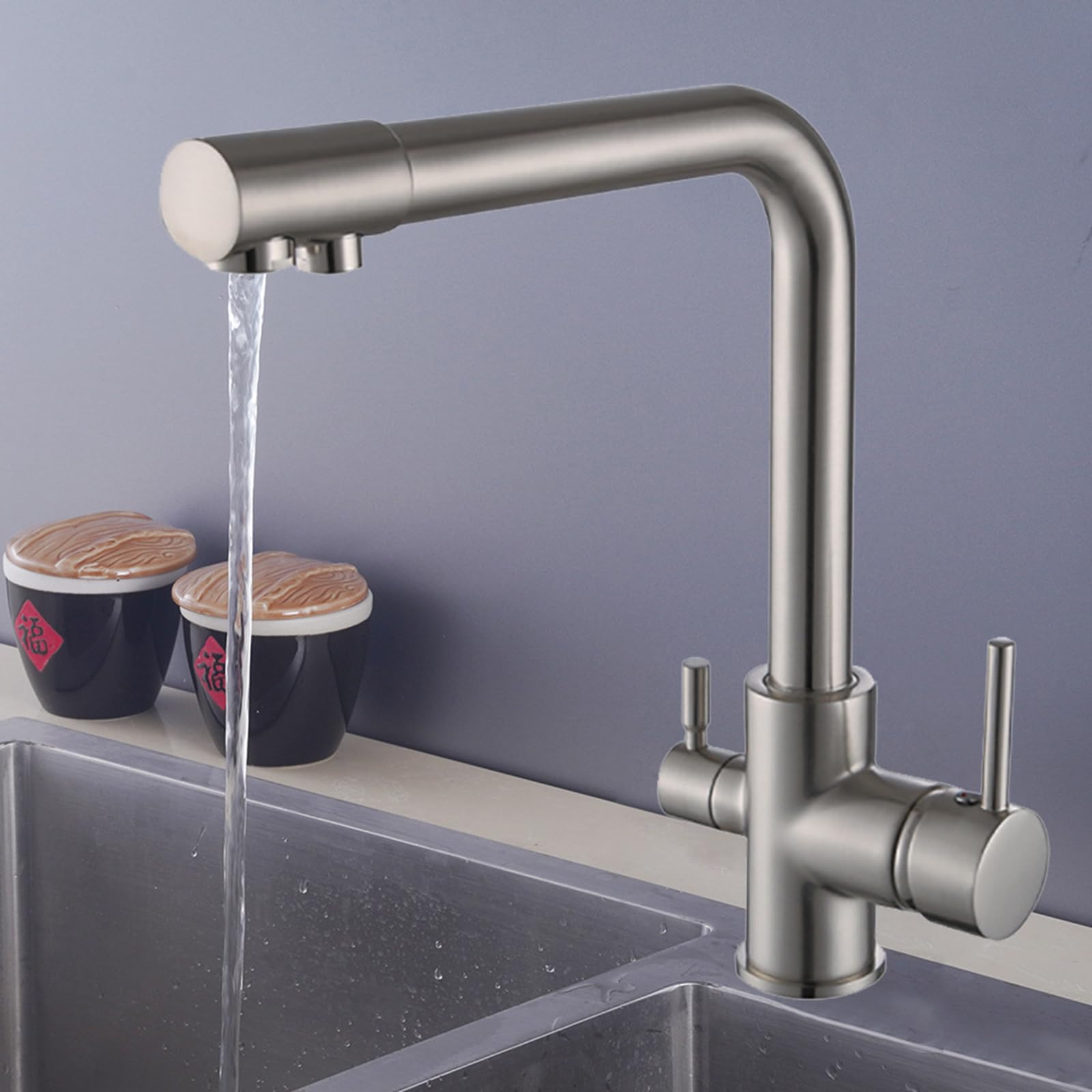 Robinet cuisine 3 en 1 avec filtre eau pure et bec 360°