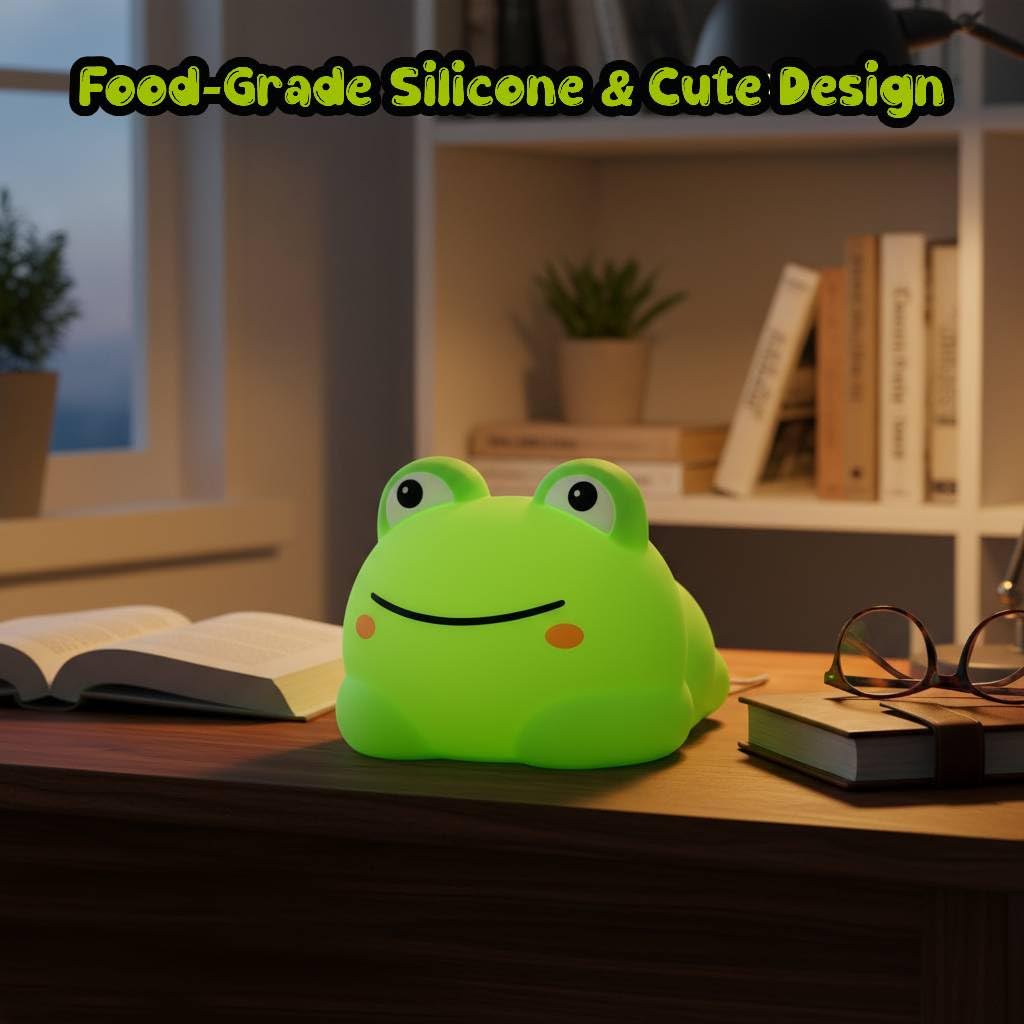 Veilleuse grenouille mignonne avec bruit blanc - 4 sons apaisants et 8 modes d'éclairage, minuterie d'arrêt automatique, rechargeable par USB, aide au sommeil portable pour enfants, adultes, crèches