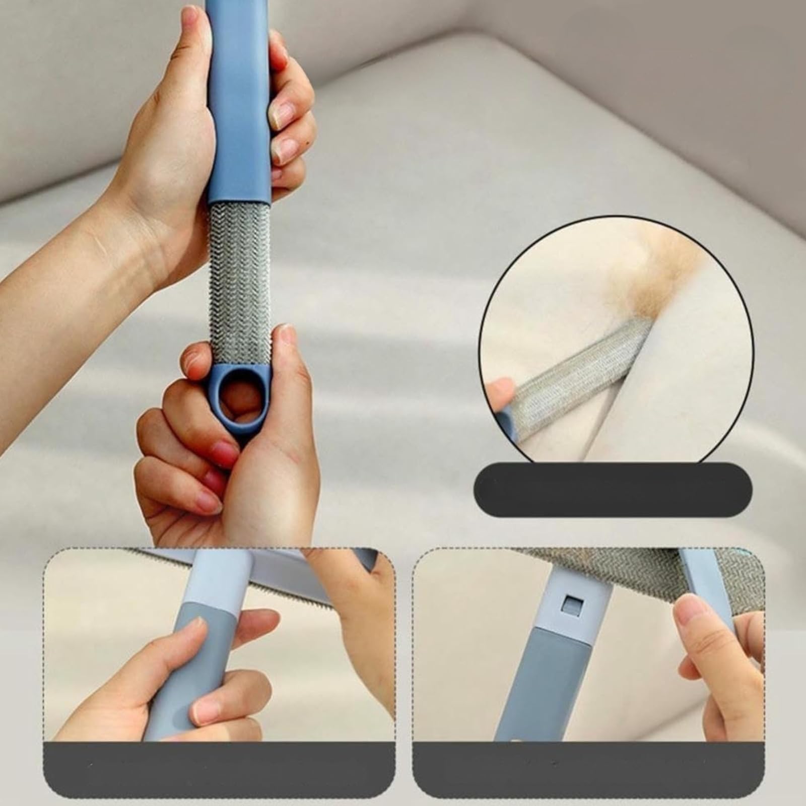 3-in-1 Tierhaarentferner Mit Langem Griff - Antistatisch & Waschbar - Für Katzen & Hunde