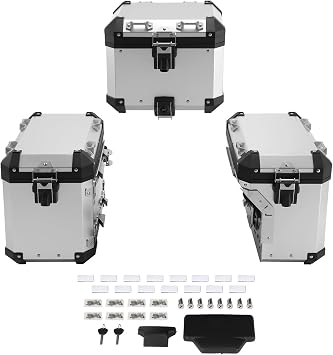 TCMT Trunk Top Box Saddlebags Side Case Fit For BMW R1200GS/R1200GS Adventure 2013-2018 R1250GS/R1250GS AD 19-24 F850GS/F850GS AD 17-22 F900GS/F900GS AD 23-25 Chrome