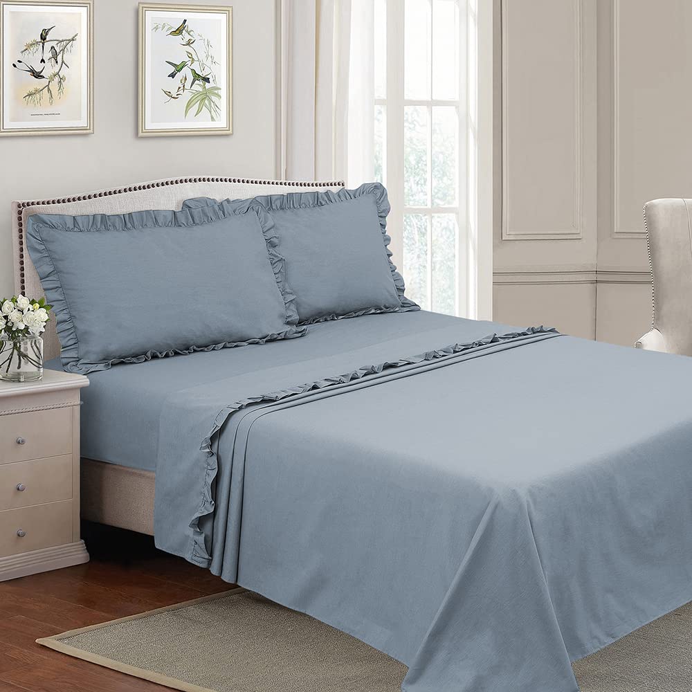 Warmstar Set Di Lenzuola Matrimoniali 4 Pezzi In 100% Cotone Satinato, Con Angoli Profondi (fino A 38 Cm), Traspiranti E Resistenti - 5