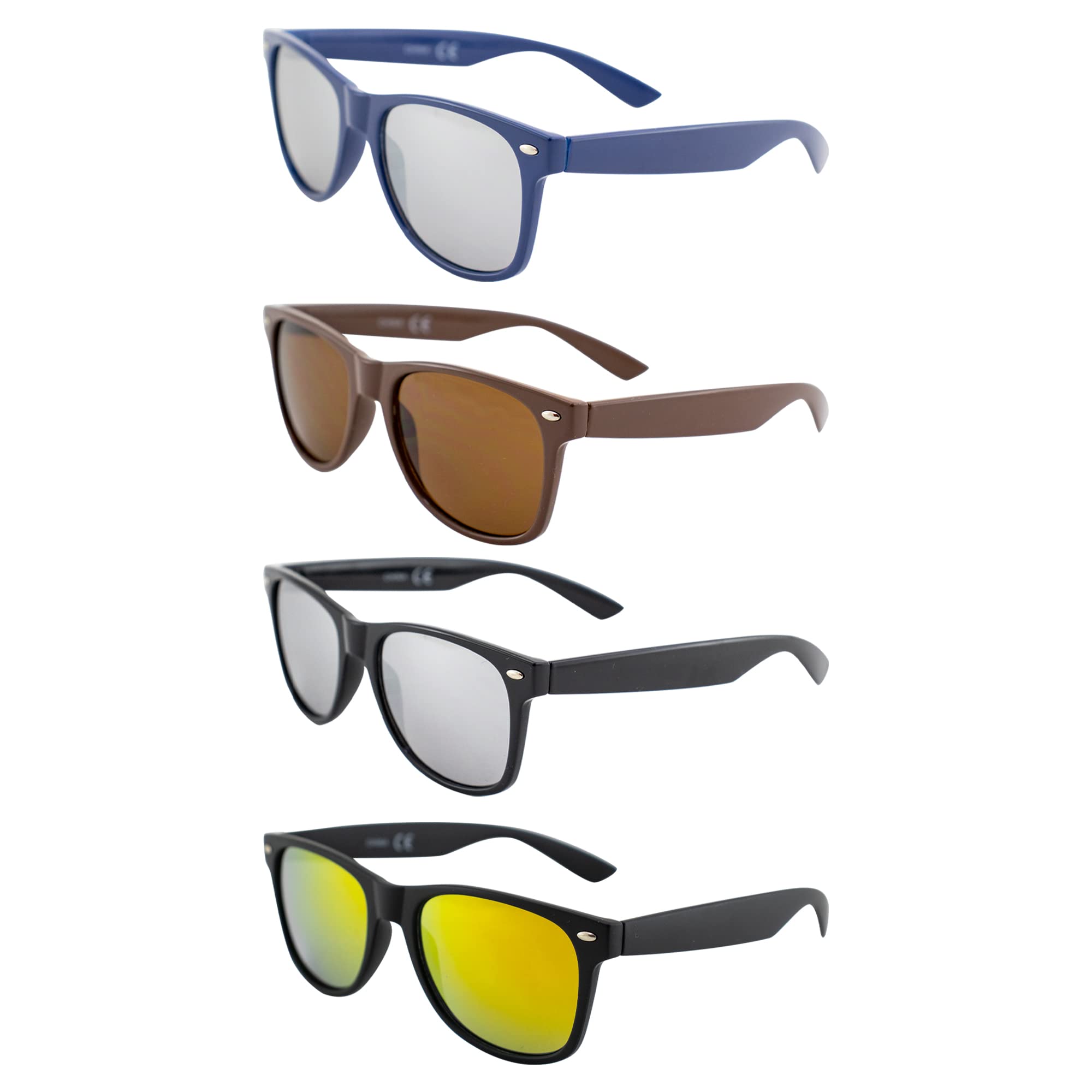 AlterImage Jive Sports Retro Sunglasses for Men or Women 4 Pair Blue Brown Black Frames w/Flash Mirror Brown & G-Tech Red Lenses